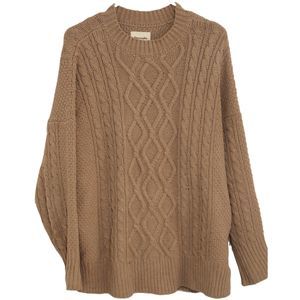 Womens Abercrombie & Fitch Brown Cable Knit Long Sleeve Crew Neck Sweater Size M